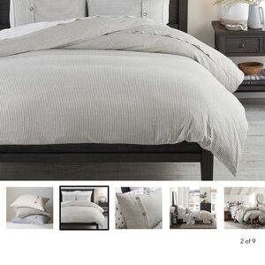 Pottery Barn Wheaton Striped Linen/Cotton Duvet King/Cal King